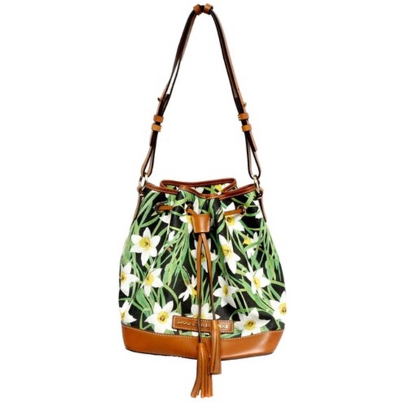 Dooney & Bourke Handbags - DOONEY and BOURKE Daffodil Drawstring Flower Floral Tassel Bucket Bag